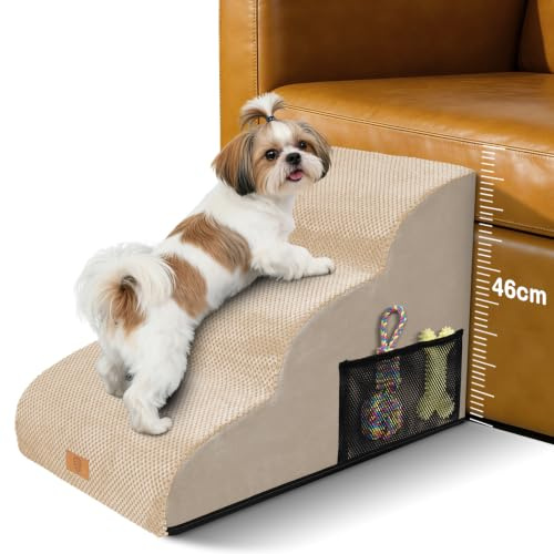 Zvonema Scala per cani di piccola taglia, impermeabile, per cani, profilassi delle lesioni, spugna di alta qualità, antiscivolo, lavabile, per divano letto, beige
