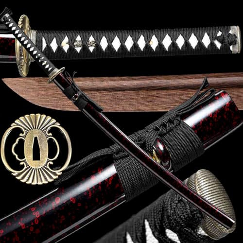 HJHUUA (103 cm) Bokken Fatto a Mano,Katana in Legno da Allenamento con Fodero,Spada da Samurai in Palissandro Naturale per Cosplay,Oggetti di Scena,Pratica del Kendo,Festival,Regali di Compleanno