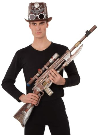 My Other Me - Fusil marrón con detalles de balas, cuchillo y mira unisex adulto de 108 cm. Un accesorio imprescindible para dar un toque retrofuturista a tu atuendo steampunk