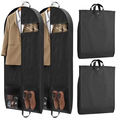 Suit bags for Travel, Dress Bag, Garment Bags for Hanging Clothes, Clothes Covers Protector Bags for Shirts, Coats, Dresses, Cosplay (Black, 2 Pack 43 Inches)