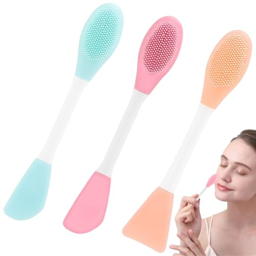 3 Pezzi Pennello Maschera Pulizia Viso in Silicone, Professionale Pennello per Maschera, Pennelli Viso Maschera Strumento di Bellezza Morbido Occhi DIY, Cura Pelle