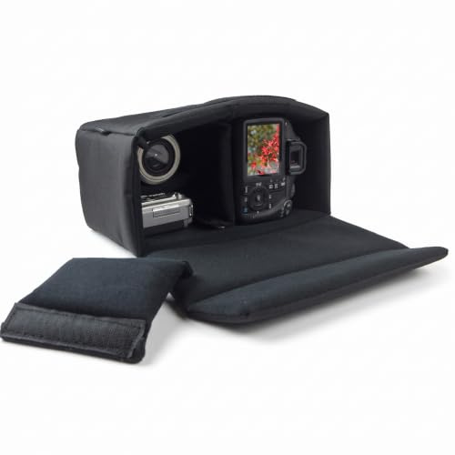 Kamerainsatsväska, justerbar, mjuk vadderad skiljevägg, skyddskåpa, förtjockad, stötsäker, vattentät, förvaringsväska med kardborreband för fotokamera/objektiv (svart)