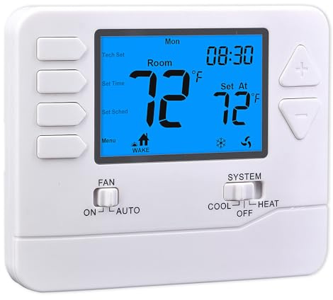 Suuwer 5-1-1 Day Programmable Thermostats for Home 1 Heat/ 1 Cool Conventional Single-Stage Systems