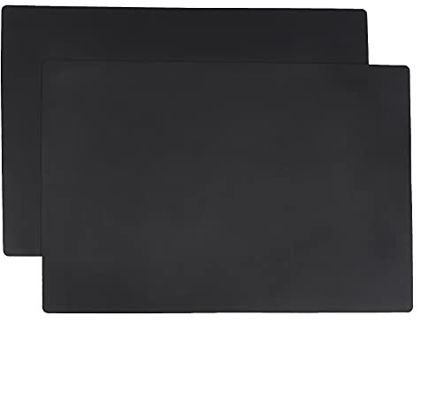 AmazonCommercial Rechteckig Silikonmatten, Arbeitsplattenschutz, Küchenthekenmatte, Set, vielseitig verwendbar, 2 Stück, Schwarz, 25 x 17 in
