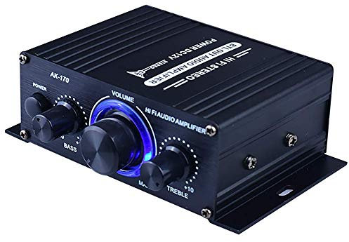 POHOVE Power Amplifier Home Audio System DC12V HiFi Music Receiver Dual Channel Sound Stereo Receiver Box w/LED For Car Home Black Music Power Amplifier