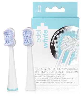 edel+white Whitening Bürstenköpfe für elektrische Zahnbürste Sonic Gen 8+ I Zahnbürstenaufsatz x 2 I Für eine gründliche und schonende Zahnreinigung