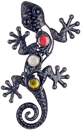 BY SIGRIS Signes Grimalt Lagarto Decorativo Negro de Metal | Figura de Lagarto Salamandra Pared Salamandra Decoración Pared 2x13x22cm
