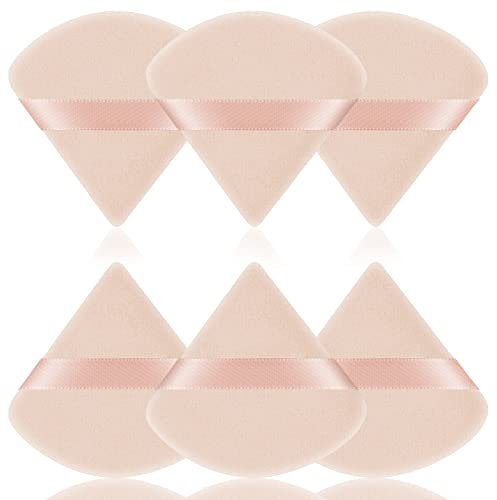 AUAUY 6 PCS Dreieck Makeup Puderquaste,Gesicht Schwämmchen Powder Puff, Waschbar Wiederverwendbar Makeup Sponge,Nass Trocken Make up Werkzeug für Loses Puder oder Foundation Rouge (Hautfarbe)
