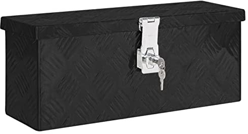 Caja de almacenaje de aluminio, JUNZAI Caja De Herramientas Metalica, Caja De Transporte Herramientas, Caja Aluminio, negro 50x20,5x15 cm