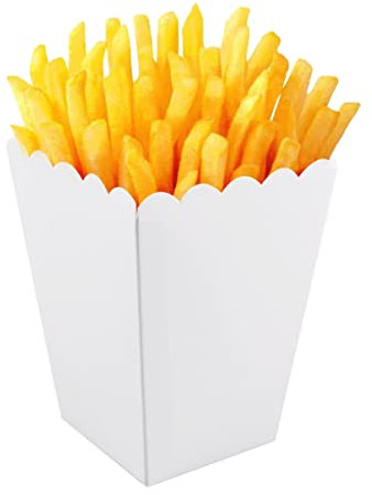 Luxshiny 50pcs Box Snack Cups French Fries סוויץ Popcirn Carton Popcorn Food Bags Paper Food Basket Popcorn Container Bags Cookie Tub Candy White Popcorn Box