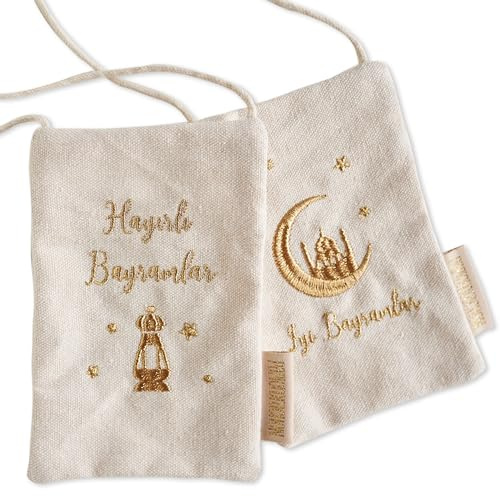 Pappershandduk Traditionell orientalisk plånbok för barn – perfekt för Ramadan och sockersäker – 9 x 13 cm – Eid Mubarak, Guld set 2