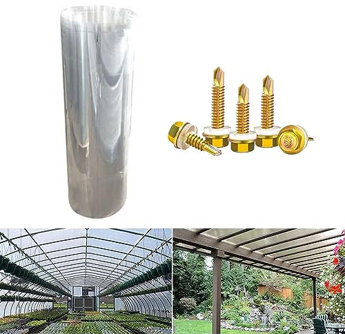Pannelli Trasparente in Policarbonato,Lastra pour Tetto Impermeabile,Resistente ai Raggi UV,Piastre per Serra,Pannelli di Ricambio per Giardino e Carport,con Viti,Personalizzabile (0.8x20m)