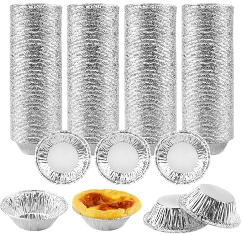 Neiveino 400 Piezas Flaneras Individuales Moldes Kit,7x2,5x4cm Desechables Reposteria Molde de Tartaleta de Huevo, Lata Moldes Papel Aluminio, para Tarta, Tartaleta, Cupcake
