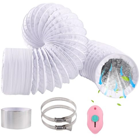 PVC flexible tuyau 80 mm flexible Dicting Autinium Foil Dicting Isulate Ducting Ventilation Air Ducting PVC Pipe pour un sèche-linge universel (80 mm * 2,2 m, blanc)