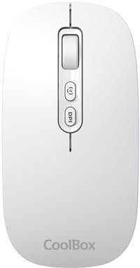 CoolBox W02 Ratón Inalámbrico Silencioso con Botón IA, Recargable, Ambidiestro, Triple Conexión Inalámbrica BT3.0, BT5.0 y 2.4Ghz, dpi Ajustable. Mouse Inalámbrico para Portátil,PC,Mac,Apple. Blanco