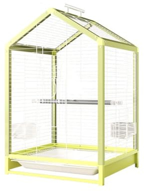 Confortable Cage à Oiseaux en Forme de Maison avec Plateau à poignée, Ports Extensibles, Facile à déplacer, Propre et décorative for Animaux de Compagnie Pratique