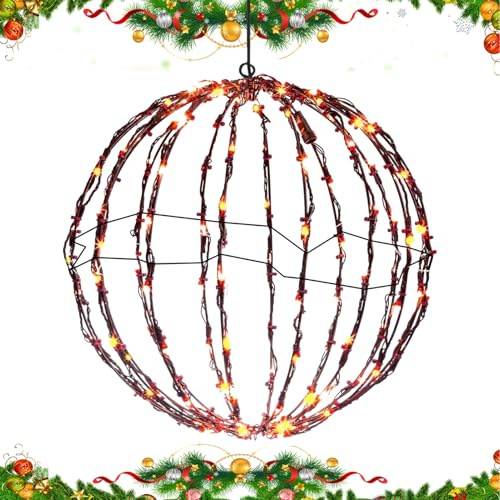 Guirnalda luminosa esfera exterior – Esfera plegable exterior para jardín, decoración de fiesta, árbol interior, jardín o noche