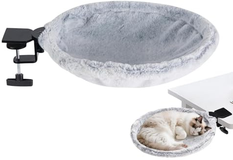 Cat Desk Bed, Cosy Cat Hammock Maximum Load Up to 23 kg, Washable Cat Bed for Sleeping Places, Indoor, Workplace, Balcony, Windowsill, Living Room