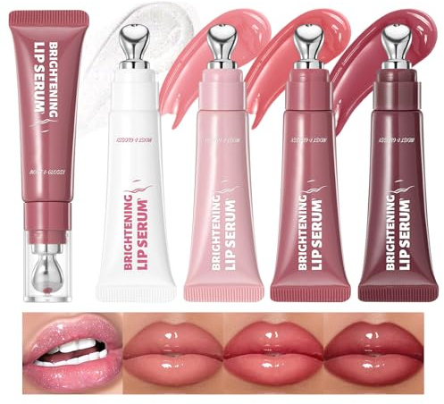 4 Colori Lucidalabbra, Lip Gloss Labbra Finish Ultra Brillante, Glossy Plumping Lip Butter Balm, Olio per Labbra Rimpolpante Colorato Trasparente Lucido Lip Glow Oil Lip Care