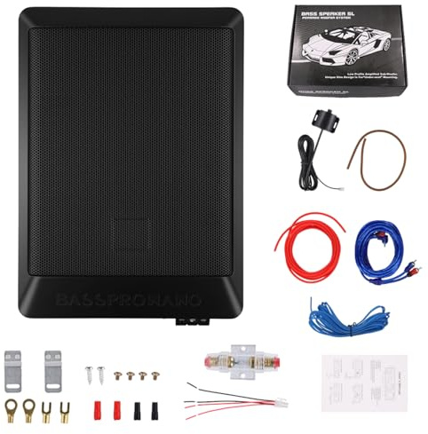 Realdio Subwoofer Automobile Ultra-Plat, adapté aux berlines/camions, avec amplificateur intégré, montable sous Les sièges, Puissance maximale de 600 W, subwoofer Compact