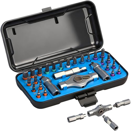 Koeutoze 24-delat spärrskruvmejsel set, magnetiska bits av krom-molybden legering stål, 50 Nm vridmoment, energibesparande spärrhandtag för hushållsreparationer, Blå