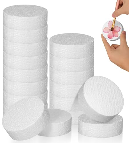 CHILDWEET 18 Discos de Espuma Redondos de Poliestireno Extruido 2cm para Manualidades y Accesorios para Tartas, Espuma Segura y Multiuso para Decorar Pasteles