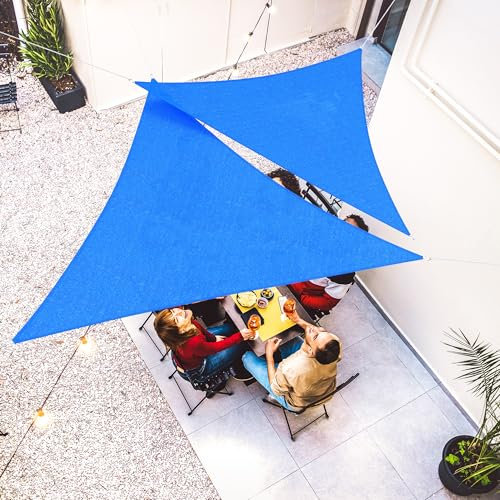 jarolift Sonnensegel Dreieck Gleichseitig Atmungsaktiv Sonnenschutz Sichtschutz für Balkon Terrasse Garten HDPE-Gewebe, 360 x 360 x 360 cm, Azurblau