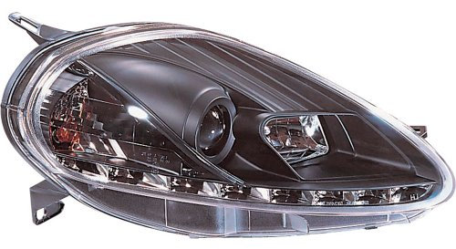 AUTO-STYLE Satz Scheinwerfer inkl. TFL kompatibel mit Fiat Grande Punto 2005-2008 - Schwarz - inkl. Stellmotor