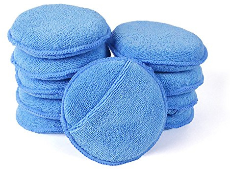 AutoCare Microfiber Wax Applicator, Ultra-Soft Pads with Finger Pocket for Cars, Foam Sponge (Blue, 5 Diameter, Pack of 10)