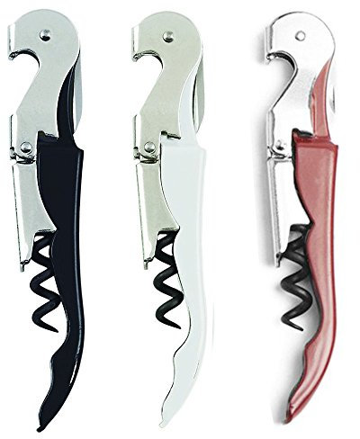 Abridor de botellas de sacacorchos Set de 3, Abridor de vino de tres en uno de acero inoxidable, sacacorchos de camareros y cortadores de hoja para sommeliers.