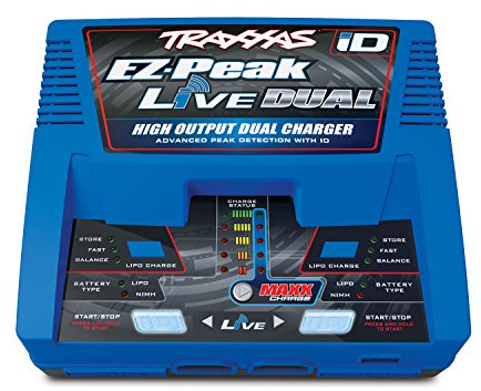 Traxxas EZ Peak Live Dual, 200W Li-ion Battery Charger 7.4v Multi-Chemistry with ID, Blue 2973