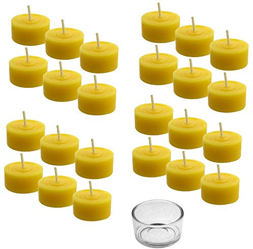 Toms Bienen 96 Teelichter mit 4 Glasschalen aus 100% reinem Bienenwachs