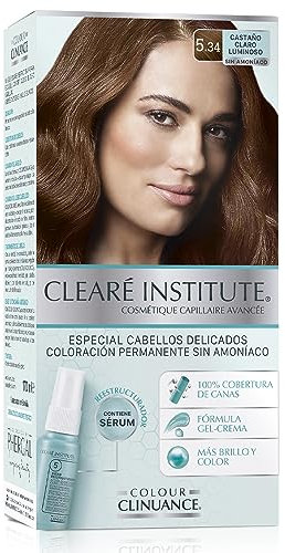 Colour Clinuance, Coloración Capilar Permanente Sin Amoniaco, Cabellos Delicados, Tinte de Pelo 100% Cobertura de Canas, Con Sérum Capilar, Apto Método Curly, 5.34 Castaño Claro Luminoso, 170 ml
