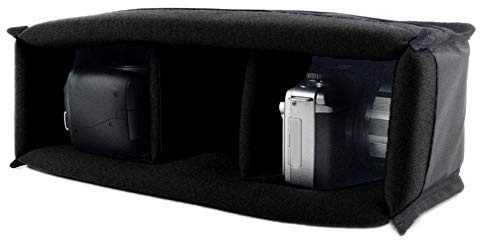 Yunir Borsa universale per accessori per fotocamera, obiettivo per fotocamera DSLR Borsa per inserti antiurto impermeabile Custodia per divisori per obiettivo per fotocamera, per videocamera(Nero)