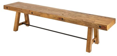 Industrial Sitzbank FINCA 200cm Vintage braun recyceltes Pinienholz Bank Holzbank Küchenbank