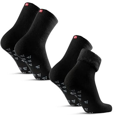 DANISH ENDURANCE Anti-Rutsch Thermo-Socken 2er-Pack Schwarz 43-47