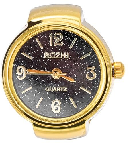 Baluue 1stück Retro Ring-shaped Uhr Für Damen Und Herren Quarz Uhr Im Vintage Design Fingeruhr Mit Elastischem Band Geburtstagen Und Weihnachten Schwarz