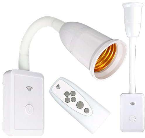 Sporgo Steckdosenlampe E27 mit Fernbedienung: E27 Lampenfassung mit Schalter 360° Verstellbar Steckdosenleuchte, Wandlampe mit Flexibel Schwanenhals LED Steckdosenlampe, für Schlafzimmer, Büro, Küche