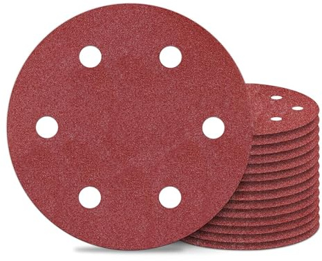 HOTCKB 15 Stycken Slipskiva 225mm 6 Hål Slipskivor Korn P180 Skivpapper för Slipmaskin