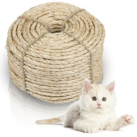 Jopassy Corde en sisal pour arbre à chat - 100 m - 8 mm - Corde de chanvre - Accessoires de bricolage - Corde en sisal naturel