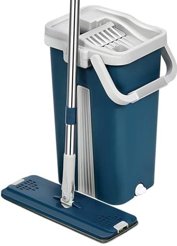 Balai serpillère raclette avec rallonge 20 cm et Seau essorage + 6 serpillères Microfibre