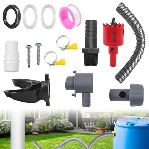 Récupérateur d'eau de Pluie, Collecteur d'eau de Pluie, Recuperateur d Eau de Pluie pour Tuyau de Descente Ø 70-110mm, Recuperateur Eau de Pluie, avec Un Tuyau de 1 Mètre, pour Toitures Jusqu'à 80 m²