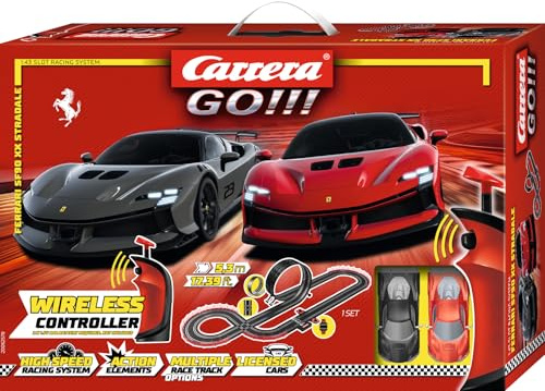 Carrera GO!!! 20062578UK Ferrari Supercar Power (Wireless) Race Track Set I Racing Track with Licensed Slot Cars | Up to 2 Players | For Children from 6 Years and Adults