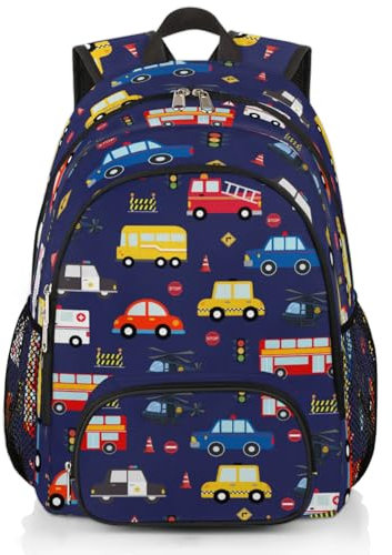 Funky Qiu Schulrucksack für Mädchen und Jungen, wasserdicht, College-Schultasche, Büchertasche, Tagesrucksack, Reiserucksack für Damen und Herren, Auto, Einheitsgröße, Tagesrucksäcke