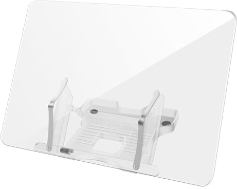 VAVPUP Paper Stand Document Holder with Non-Slip Silicone Clips,50° Adjustable Foldable Document Holder for Reading A4 Letter,Books,Receipts,Sheet Music,Textbooks (Transparent)
