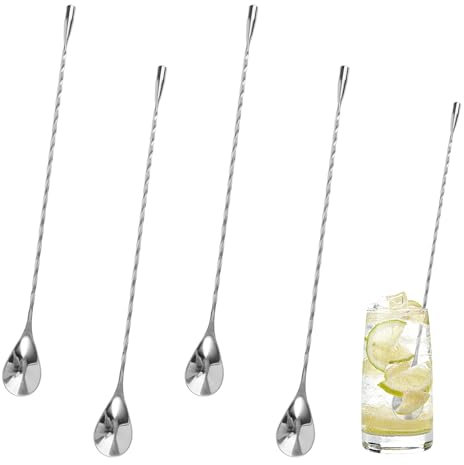 4 cucchiai da bar da 30 cm, manico lungo in acciaio inox, cucchiaio da cocktail professionale con motivo a spirale, manico lungo, per martini, caffè, bar, cocktail shaker
