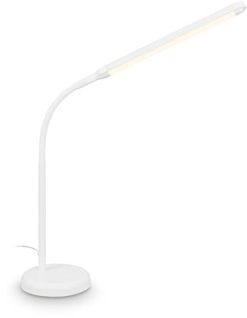 BRILONER - Lampada da tavolo LED con touch, dimmerabile, orientabile, bianco caldo, lampada da comodino, lampada da scrivania, lampade da comodino, lampada scrivania, 13x72,5 cm, bianco