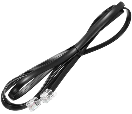 QUARKZMAN 1 Paquete Cable De Teléfono 4.9 Pies Cable Telefónico RJ12 6P6C Macho A Macho Cable Recto Para Auricular Para Hogar Oficina Negro