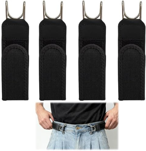 MUYAPAY 4 Piezas Cinturones Sin Hebilla Unisexo, Cinturón Elástico Táctico Con Gancho De Metal Cintura Elástica Invisible Sin Hebilla, Cintura Có Ajustable Para El Trabajo, Viajes Y Uso Diario