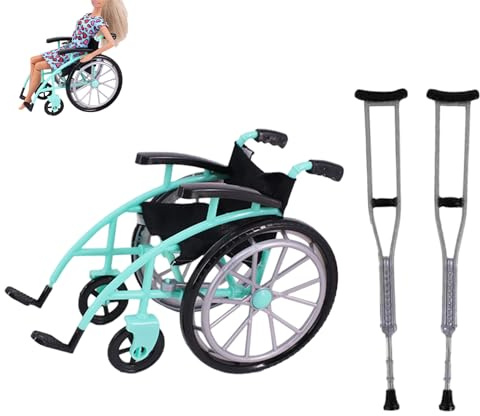 1 set mini bambola per sedia a rotelle stampella accessorio giocattolo realistico per l'arredamento della casa delle bambole